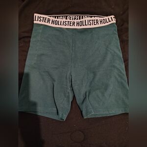 Hollister Green Like 🆕 Pocketed Vintage Thick Ribbed Logo Waistband Biker Short